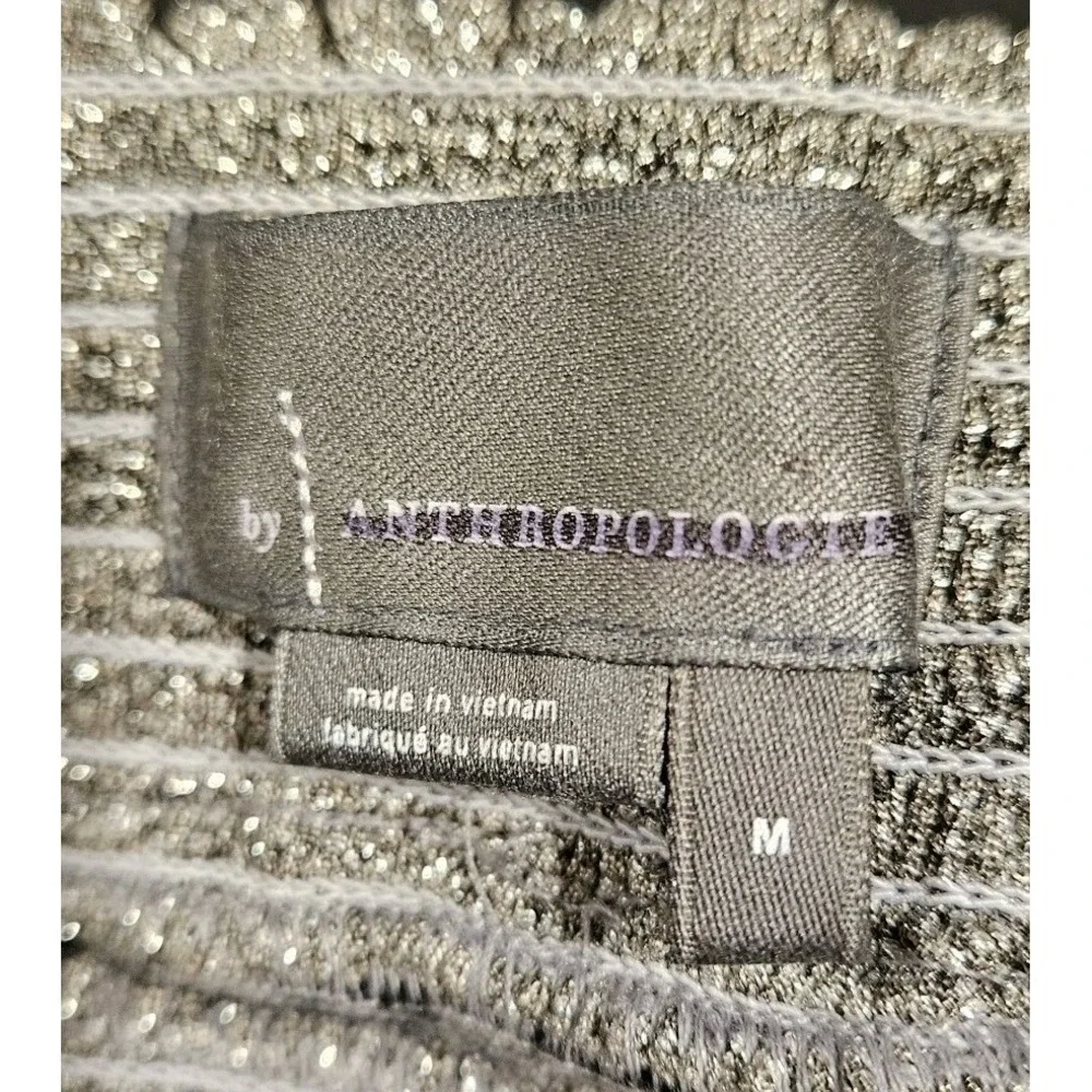 Anthropologie Metallic Silver Jogger Pants‎ Smocked Waist OB1241973 Womens M - Picture 5 of 8